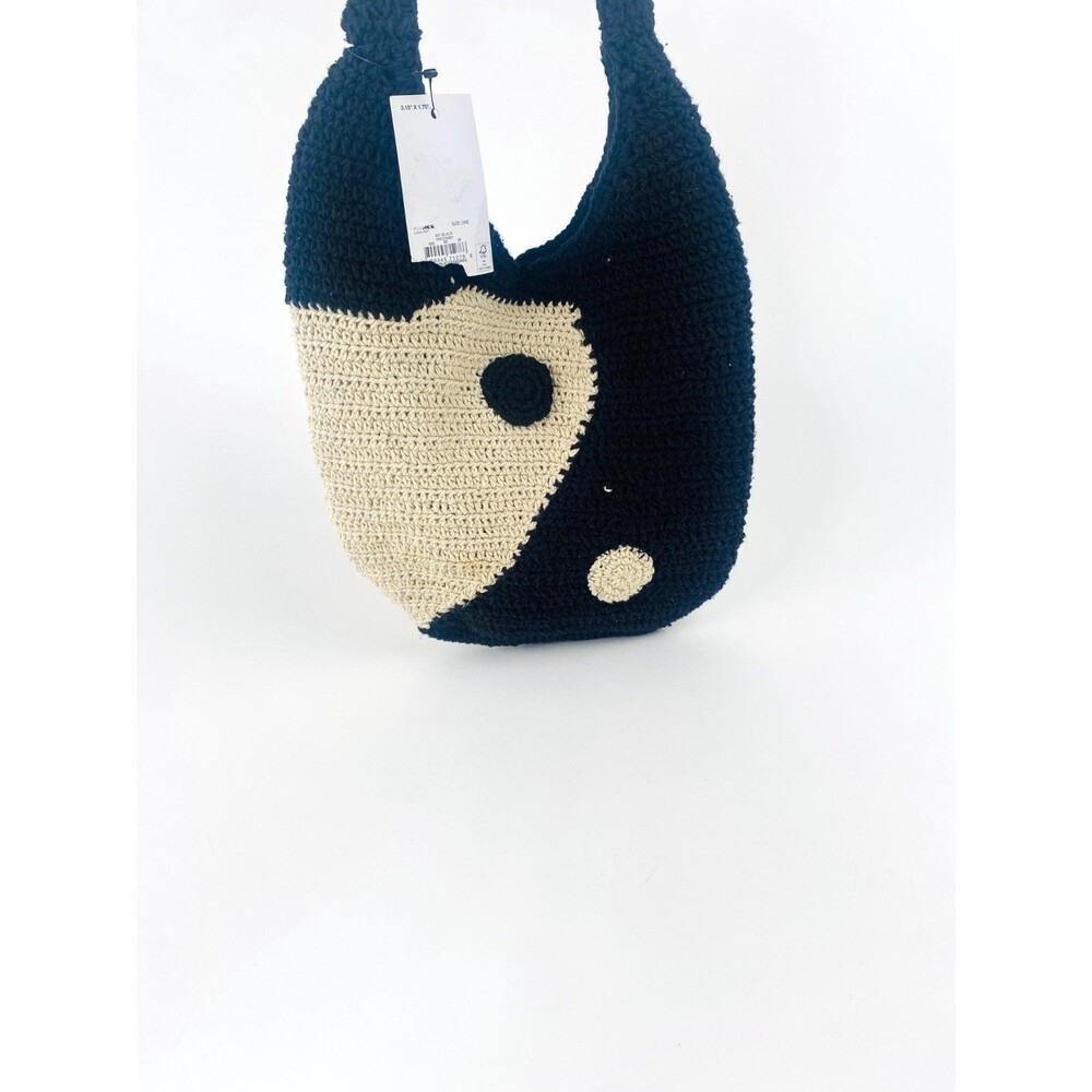 Y2k 90s Sonoma  Goods For Life Black Cream Crocheted Yin Yang Crossbody